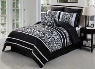 Laken Zebra Black / White King 8 Piece Comforter Bed In A Bag Set