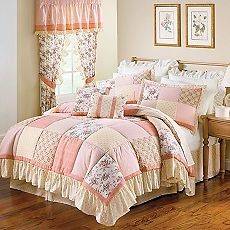   Shabby Check Stripe Chic Patchwork Comforter Set Full/Queen Pink
