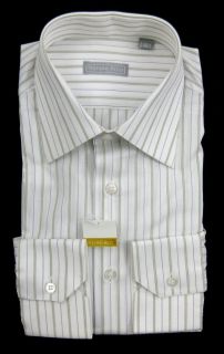 New STEFANO RICCI Italy White Beige Purple Stripe Dress Shirt 15.75 40 