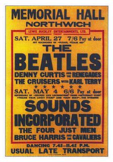 The Beatles, Northwich Hall, UK, Vintage Repro concert poster
