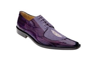 Belvedere Mens Milan Genuine Eel/Stingray Lace Up Oxford Dress Shoes 