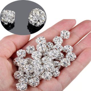   lots 50PCS Crystal rhinestone Silver Beads Spacer fit Earrings 8/10mm