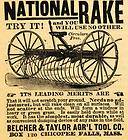 1893 Ad Belcher Taylor Farm Tools National Pull Rakes Agricultural 
