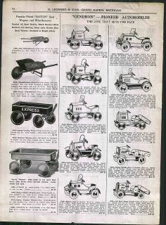 1929 ad Gendron Pioneer Automobiles Pedal Cars Hudson Buick Overland 