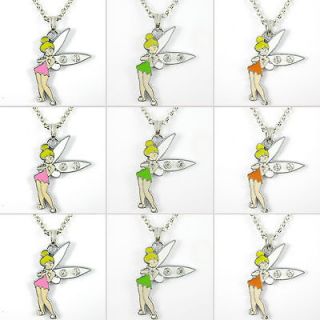 Lot wholesale 9pcs Tinker bell Fairy Necklaces Kids Christmas Favor 
