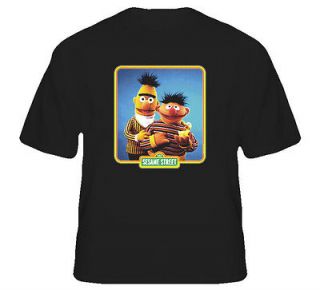 Ernie And Bert Old School Black T Shirt
