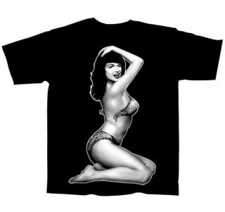New Authentic Bettie Page Figure Mens Tee Shirt in Black