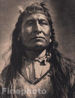 1900/72 Vintage NATIVE AMERICAN INDIAN Piegan Warrior Photo Art 