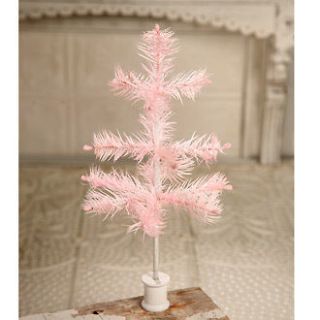 Bethany Lowe 12 Faded Pink Feather Tree w/Wood Spool
