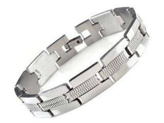   Mens Silver Link Chain Stainless Steel Bracelet Wristband Bangle Gift