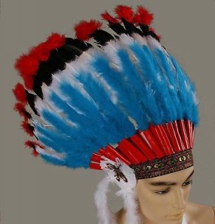Multi Colored Native American Feather Headdress Costume Accessory *New 