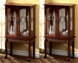 Set of Two (2) ** SIMPLY ELEGANT BIRCH FINISH CURIO CABINETS **PAIR 
