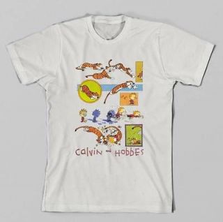 Calvin and Hobbes T shirt Psycho Jungle Cat attac funny comic strip 