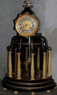Antique French Gautier Aldinet Paris Portico 6 Column Clock Japy 