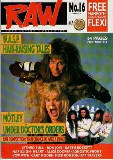 Blackie Lawless of W.A.S.P. on RAW Cover 1989 Nikki Sixx Heart 