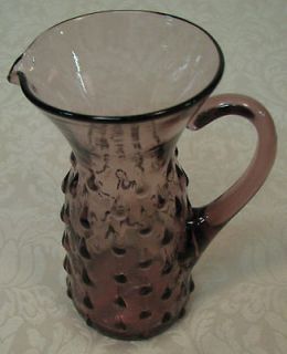 in. tall handblown Purple glass pitcher tear drop design hand 