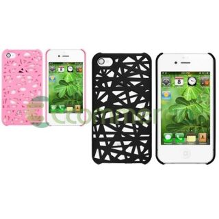 Hot Sale Black+Baby Pink Bird Nest Hard Skin Case For Apple iPhone 4 