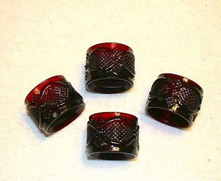   Cod 1876 Pattern Avon Ruby Red Napkin Rings set of 4 + 1  5 Beautiful