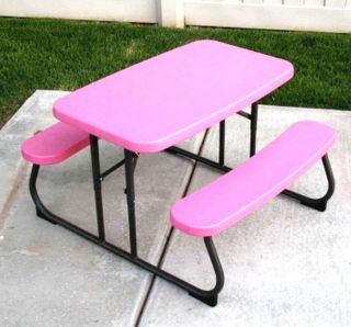   PINK PICNIC TABLE Portable Folding Children Size Outdoor Furniture