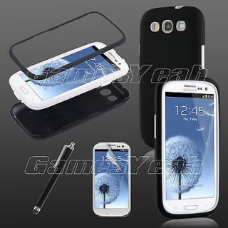Black/White Triple Layer Hybrid Hard Case Cover for Samsung Galaxy III 