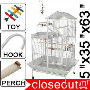   65 Parrot Bird Cage Macaw Finch w Play Top Large Cages White Vein