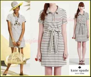 335 Kate Spade New York Dana Striped Cream Black Midas Shirtdress 
