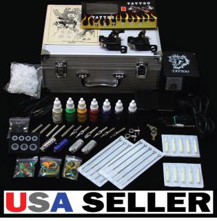   Gun Kit Needle Ink Machine Power Supply Body Art Piercing Equipment