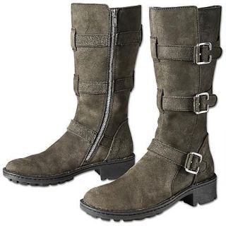 BORN WOMENS TESSA GRAY LEATHER BUCKLE MOTORCYCLE BOOTS SHOES NWTS $180 