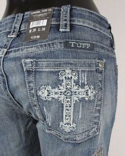 Womens COWGIRL TUFF Bootcut Jeans VICTORY WHITE CROSS Limited Ed. LONG