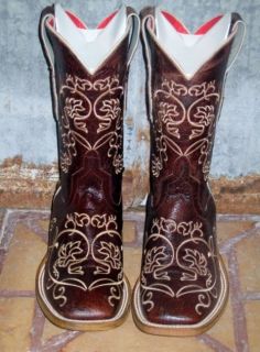  Macie Bean Shorty Shortie Floral Square Toe Cowboy Boots M9003