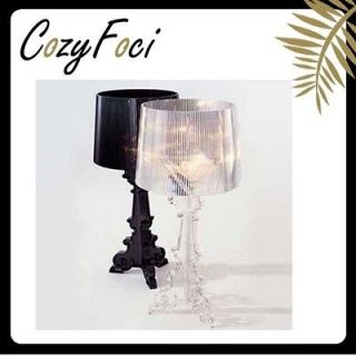 New Modern Contemporary Bourgie Table Desk Lamp Transparent Clear 