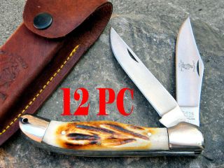 Wholesale Lot 12 pcs Bone Collector 2 Blades Hand Made Folding Knife 