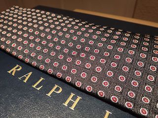 POLO RALPH LAUREN silk Tie   MADE IN ITALY   Black Red White design 