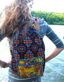   Tribal and Floral Braided Detail Strap and Tassel Backpack