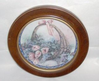   Plate Tulips Lilacs Basket Bouquets w/ walnut frame 3rd issue