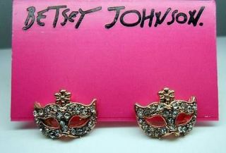 Betsey Johnson Synchronous crystal Masks stud earrings #BJ E94