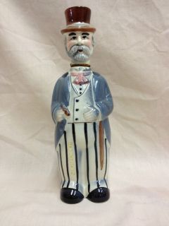 VINTAGE EMPTY BOURBON WHISKEY CHARACTER DECANTER POLITICIAN, BUSINESS 