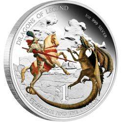 DRAGONS OF LEGEND   ST GEORGE AND THE DRAGON 2012 1OZ SILVER PROOF 