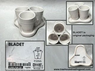IKEA Bladet Planter Set (3 Pots with Base), White 6 x 8 cm Pots, 300 