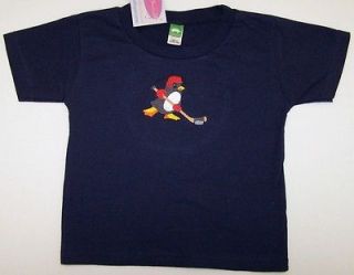  Playing Hockey Helmet & Skates Embroidered Baby Toddler T Shirt