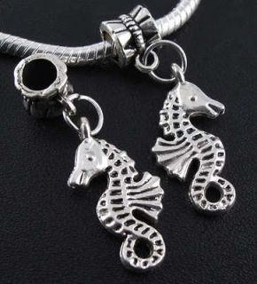   Tibetan Silver Sea Horse Dangle European Beads Fit Charm Bracelet f125