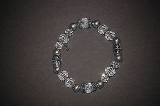   , Smoky Quartz, Glass & Sterling Silver Bracelet B2090 RETIRED