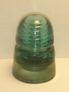 Brookfield B Insulator Green Blue Glass No.3 Beehive Antique Glass 
