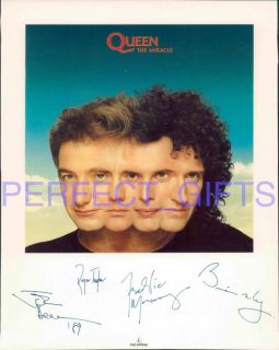 QUEEN FREDDIE MERCURY BRIAN MAY ROGER TAYLOR SIGNED 10X8 PP REPRO 