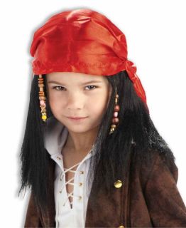 South Seas Buccaneer Pirate Child Costume Wig Headscarf Jack Sparrow 