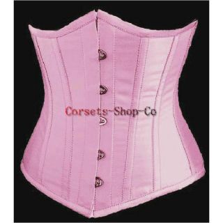 Brocade Goth Underbust Cupless Waist Training Corset Bustier Top Pink 