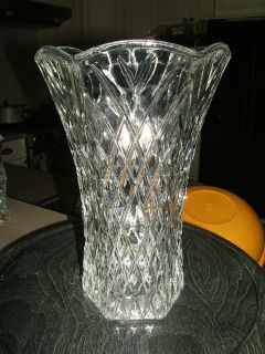 Brody Clear Pressed glass flower Vase with flared top and 
