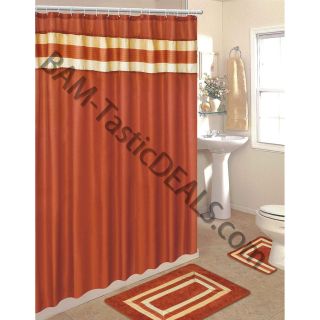    Pc Bathroom Set2 Rugs/Mats/1 Fabric Shower Curtain/12 Plastic Rings