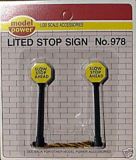 SCALE LGB 2 LIGHTED STOP SIGNS W/ BRASS PARTS