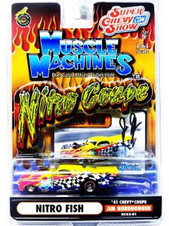 MUSCLE MACHINES NITRO COUPE NITRO FISH 41 CHEVY COUPE 164 DIE CAST